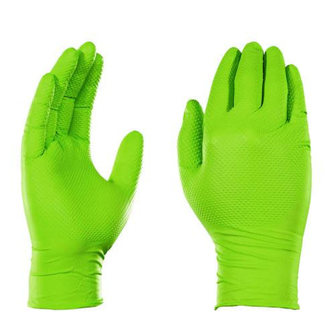 Heavy-duty Industrial Nitrile Gloves, Powder-free, Medium, 8 Mil Thick, 9.5" Long, Green, 100/box, 10 Boxes/carton