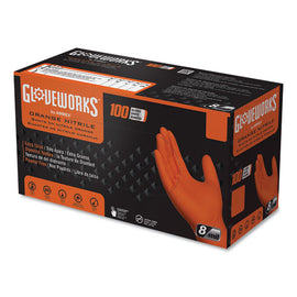 Heavy-duty Industrial Nitrile Gloves, Powder-free, 8 Mil, Xx-large, Orange, 100/box