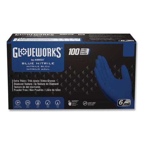 Heavy-duty Industrial Nitrile Gloves, Powder-free, 2x-large, 6 Mil Thick, 9.5" Long, Royal Blue, 100/box, 10 Boxes/carton