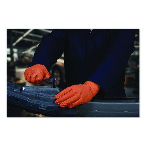Ultra Industrial Flock-lined Nitrile Disposable Gloves, Medium, 8 Mil Thick, 9.06" Long, Orange, 50/box, 10 Boxes/carton