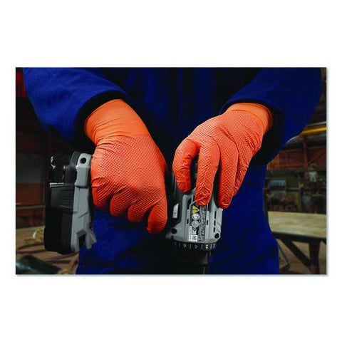 Ultra Industrial Flock-lined Nitrile Disposable Gloves, Medium, 8 Mil Thick, 9.06" Long, Orange, 50/box, 10 Boxes/carton