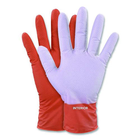 Ultra Industrial Flock-lined Nitrile Disposable Gloves, Large, 8 Mil Thick, 9.06" Long, Orange, 50/box, 10 Boxes/carton