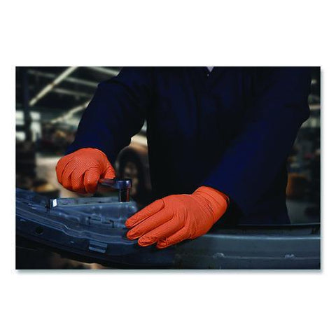 Ultra Industrial Flock-lined Nitrile Disposable Gloves, 2x-large, 8 Mil Thick, 9.06" Long, Orange, 50/box, 10 Boxes/carton