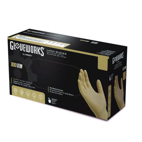 Extra Thick Latex Disposable Gloves, Powder-free, Small, 6 Mil Thick, 9.5" Long, Ivory, 100/box, 10 Boxes/carton