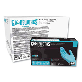 Industrial Nitrile Gloves, Powder-free, Small, 5 Mil (palm), 6 Mil (fingers), 9.5" Long, Blue, 100/box, 10 Boxes/carton