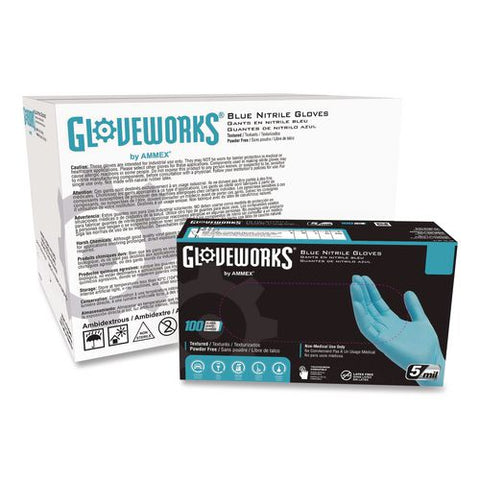 Industrial Nitrile Gloves, Powder-free, 2x-large, 5 Mil Thick, 9.5" Long, Blue, 100/box, 10 Boxes/carton