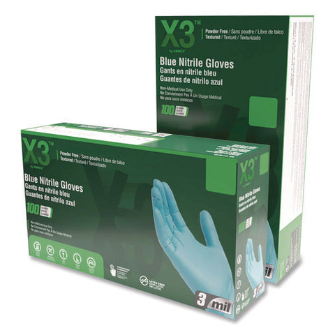 Industrial Nitrile Gloves, Medium, Blue, 100/box