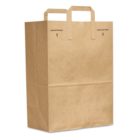 Grocery Paper Bags, Natural Kraft Flat Handles, #1/6 Bbl Size, 12" X 7" X 16.25", Natural, 300/bundle