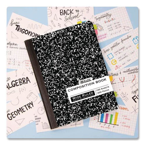 Composition Books, 1 Subject, Wide/legal Rule, Black Marble Cover, (100) 9.75 X 7.5 Sheets