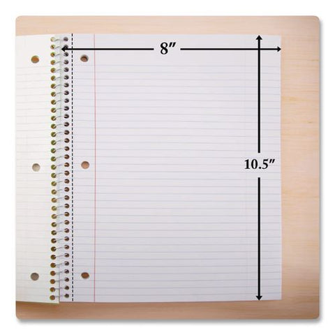 Spiral Notebooks, 1-subject, Wide Rule, Assorted Color Covers, (70) 10.5 X 8 Sheets,  24/carton