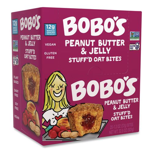 Stuff'd Oatmeal Bites, Peanut Butter And Jelly, 1.3 Oz Individually Wrapped, 25/box
