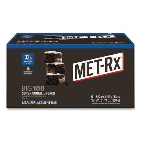Big 100 Gluten Free Super Cookie Crunch Protein Bar, 3.52 Oz, Individually Wrapped, 9/box