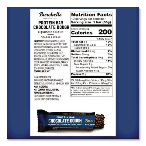 Chocolate Dough Protein Bar, 1.94 Oz Bar, 12/box