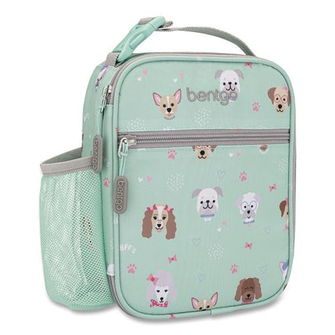 Kids Insulated Lunch Tote, Puppy Love Theme, 7.3" X 3.5" X 9.5", Mint Green/multicolor