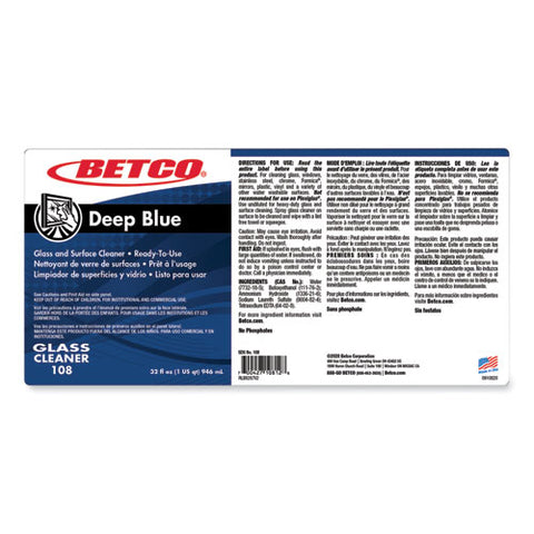 Deep Blue Glass And Surface Cleaner, 32 Oz Bottle, 12/carton