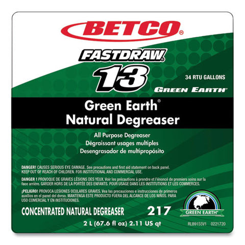 Green Earth Natural Fastdraw Degreaser, 2 L Bottle, 4/carton