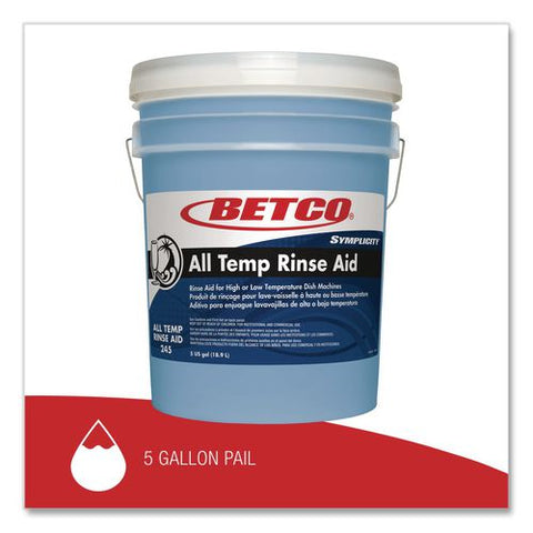 Symplicity All Temp Rinse Aid, 5 Gal Pail