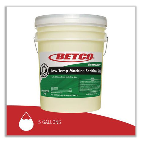 Symplicity Low Temp Machine Sanitizer, Chlorine Scent, 5 Gal Pail