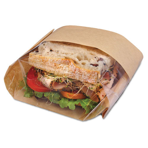 Dubl View Sandwich Bags, 9.5" X 5.75" X 2.75", Natural Brown/clear, 500/carton