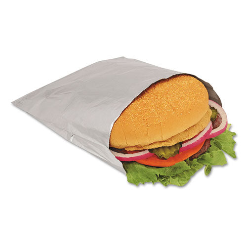 Foil Single-serve Bags, Unlabeled Burger, 6" X 0.75" X 6.5", Silver, 1,000/carton