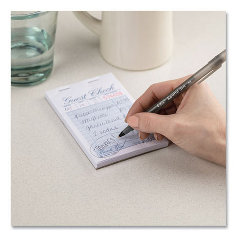 Round Stic Xtra Life Ballpoint Pen, Stick, Medium 1 Mm, Black Ink, Smoke Barrel, 10/pack