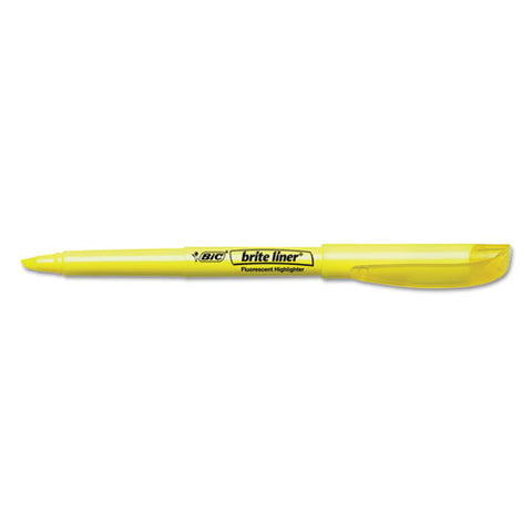 Brite Liner Highlighter, Fluorescent Yellow Ink, Chisel Tip, Yellow/black Barrel, Dozen