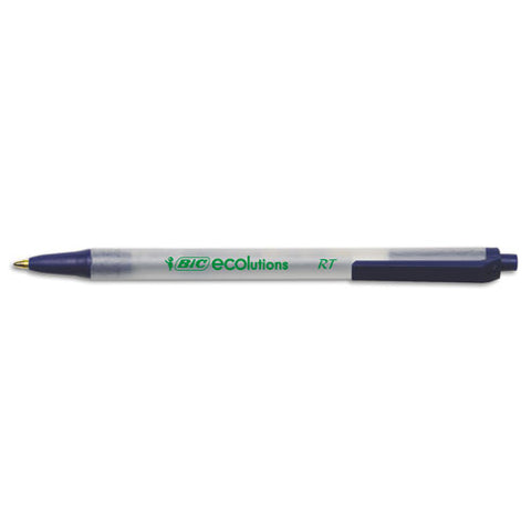 Ecolutions Clic Stic Ballpoint Pen, Retractable, Medium 1 Mm, Blue Ink, Translucent Frost/blue Barrel, Dozen