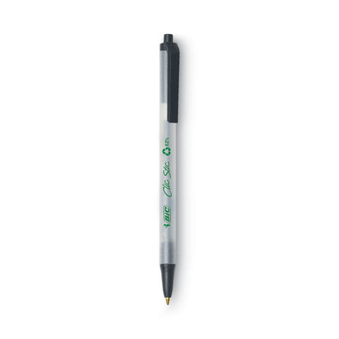 Ecolutions Clic Stic Ballpoint Pen, Retractable, Medium 1 Mm, Black Ink, Translucent Frost/black Barrel, Dozen