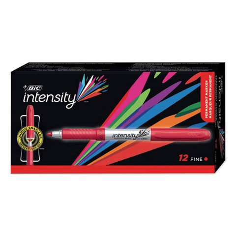 Intensity Fine Tip Permanent Marker, Fine Bullet Tip, Rambunctious Red, Dozen