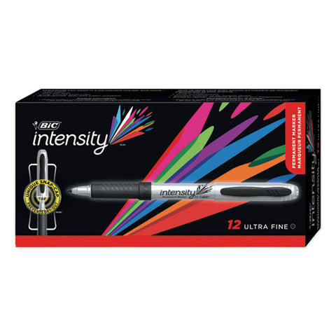 Intensity Ultra Fine Tip Permanent Marker, Ultra-fine Needle Tip, Tuxedo Black, Dozen