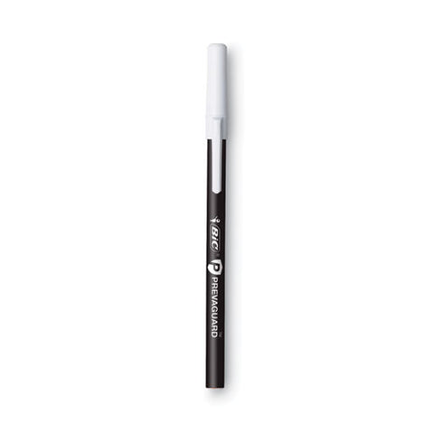 Prevaguard Round Stic Pen, Stick, Medium 1 Mm, Black Ink, Black Barrel, Dozen