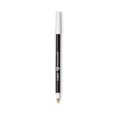 Prevaguard Round Stic Pen, Stick, Medium 1 Mm, Black Ink, Black Barrel, 8/pack