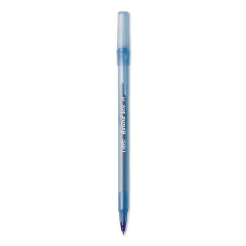 Round Stic Xtra Life Ballpoint Pen, Stick, Medium 1 Mm, Blue Ink, Translucent Blue Barrel, 12/box, 36 Boxes/carton