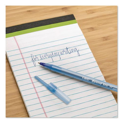 Round Stic Xtra Life Ballpoint Pen, Stick, Medium 1 Mm, Blue Ink, Translucent Blue Barrel, 12/box, 36 Boxes/carton