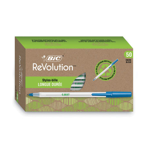 Ecolutions Round Stic Ballpoint Pen Value Pack, Stick, Medium 1 Mm, Blue Ink, Clear Barrel, 50/pack