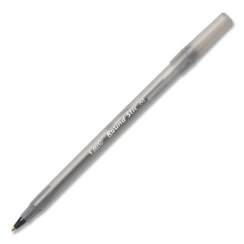 Round Stic Grip Xtra Comfort Ballpoint Pen, Easy-glide System, Stick, Medium 1.2 Mm, Black Ink, Silver-gray Barrel, Dozen