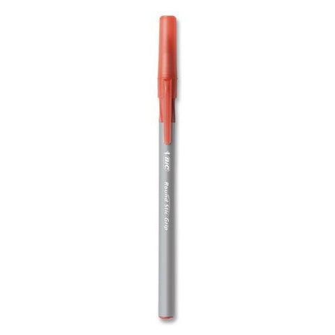 Round Stic Grip Xtra Comfort Ballpoint Pen, Easy-glide System, Stick, Medium 1.2 Mm, Red Ink, Gray/red Barrel, 432/carton