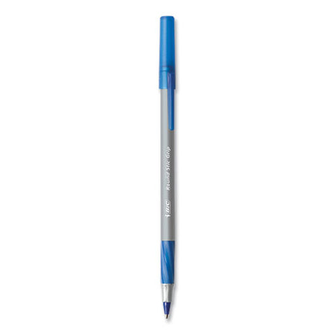 Round Stic Grip Xtra Comfort Ballpoint Pen, Medium 1 Mm, Blue Ink, Gray/blue Barrel, 24/box, 6 Boxes/pack