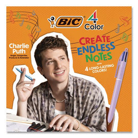 4-color Multi-color Ballpoint Pen, Retractable, Medium 1 Mm, Black/blue/green/red Ink, Assorted Pastel Barrel Colors, 12/box