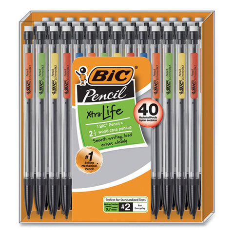 Xtra Smooth Mechanical Pencil, 0.7 Mm, Hb (#2), Black Lead, Clear Barrel, 40/pack