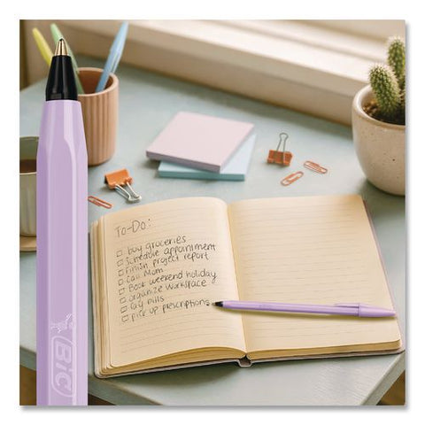 Cristal Ballpoint Pen, Stick, Medium 1 Mm, Black Ink, Pastel Barrels, 24/pack