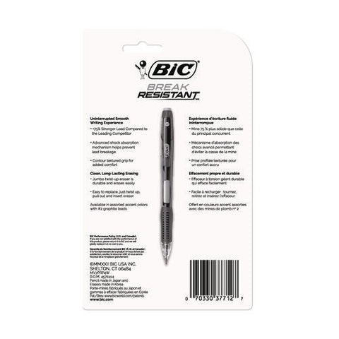 Break-resistant Mechanical Pencils With Erasers, 0.7 Mm, Hb (#2), Black Lead, Assorted Barrel Colors, 4/pack