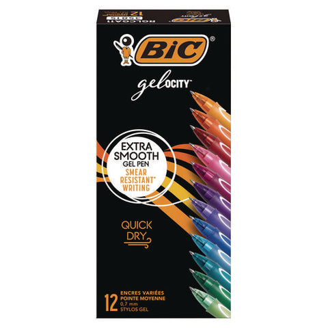 Gel-ocity Quick Dry Gel Pen, Retractable, Fine 0.7 Mm, 12 Assorted Ink And Barrel Colors, Dozen