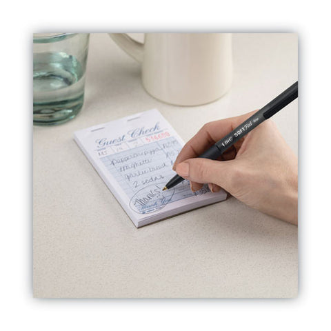 Soft Feel Ballpoint Pen, Retractable, Fine 0.8 Mm, Black Ink, Black Barrel, Dozen