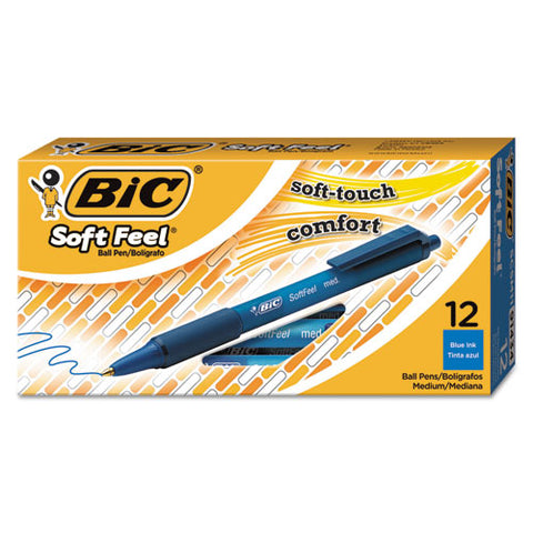 Soft Feel Ballpoint Pen, Retractable, Medium 1 Mm, Blue Ink, Blue Barrel, Dozen