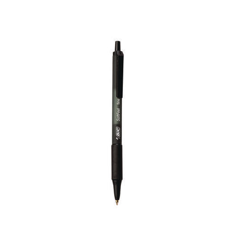 Soft Feel Ballpoint Pen, Retractable, Medium 1 Mm, Black Ink, Black Barrel, Dozen