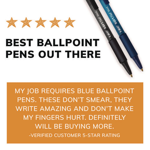 Soft Feel Ballpoint Pen, Retractable, Medium 1 Mm, Black Ink, Black Barrel, Dozen