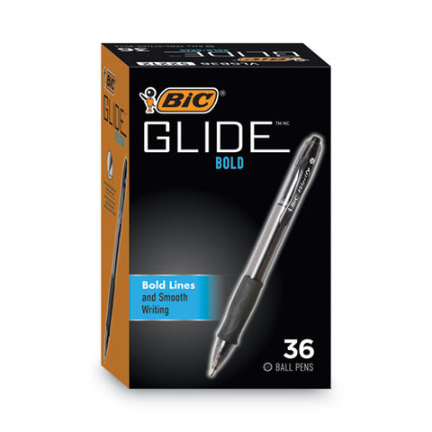 Glide Bold Ballpoint Pen Value Pack, Retractable, Bold 1.6 Mm, Black Ink, Smoke Barrel, 36/pack