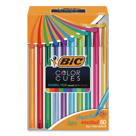 Color Cues Cristal Xtra Smooth Ballpoint Pen, Stick, Medium 1.2 Mm, Assorted Ink And Barrel Colors, 60/box