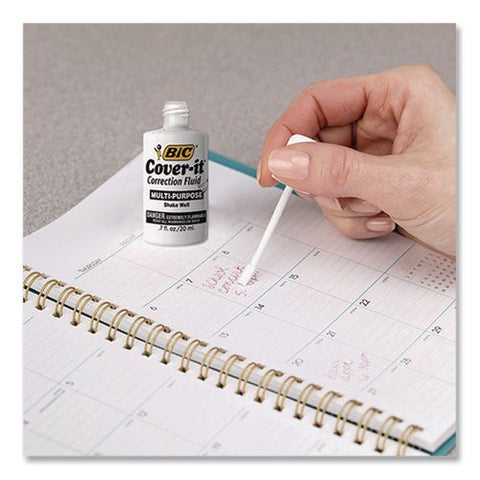 Cover-it Correction Fluid, Brush Tip Applicator, 20 Ml Bottle, 144/carton